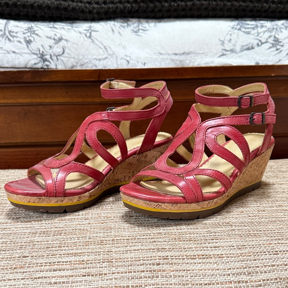 Bussola Red Strappy Wedge Sandals